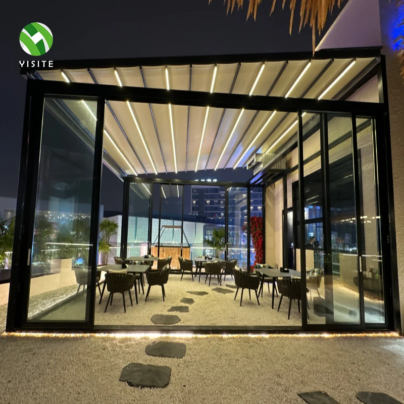 

Интеллектуальный водонепроницаемый солнцезащитный навес из алюминиевого сплава в современном стиле, электрический, выдвижной, производство Шаньдун