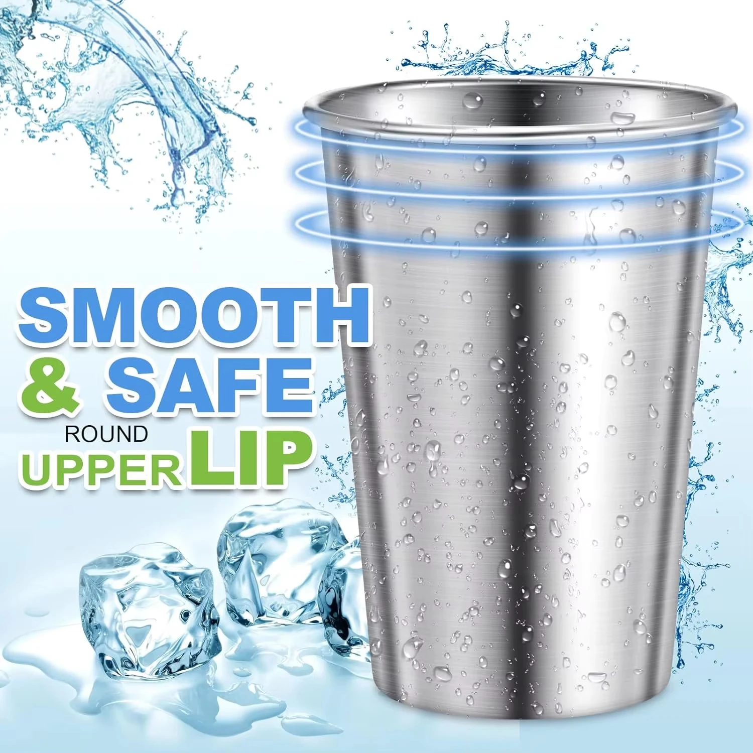 4 Pieces Stainless Steel Pint Cups 500ml Stainless Steel Tumblers Pint Camping Cups Drinking Glasses Stackable Metal Cups