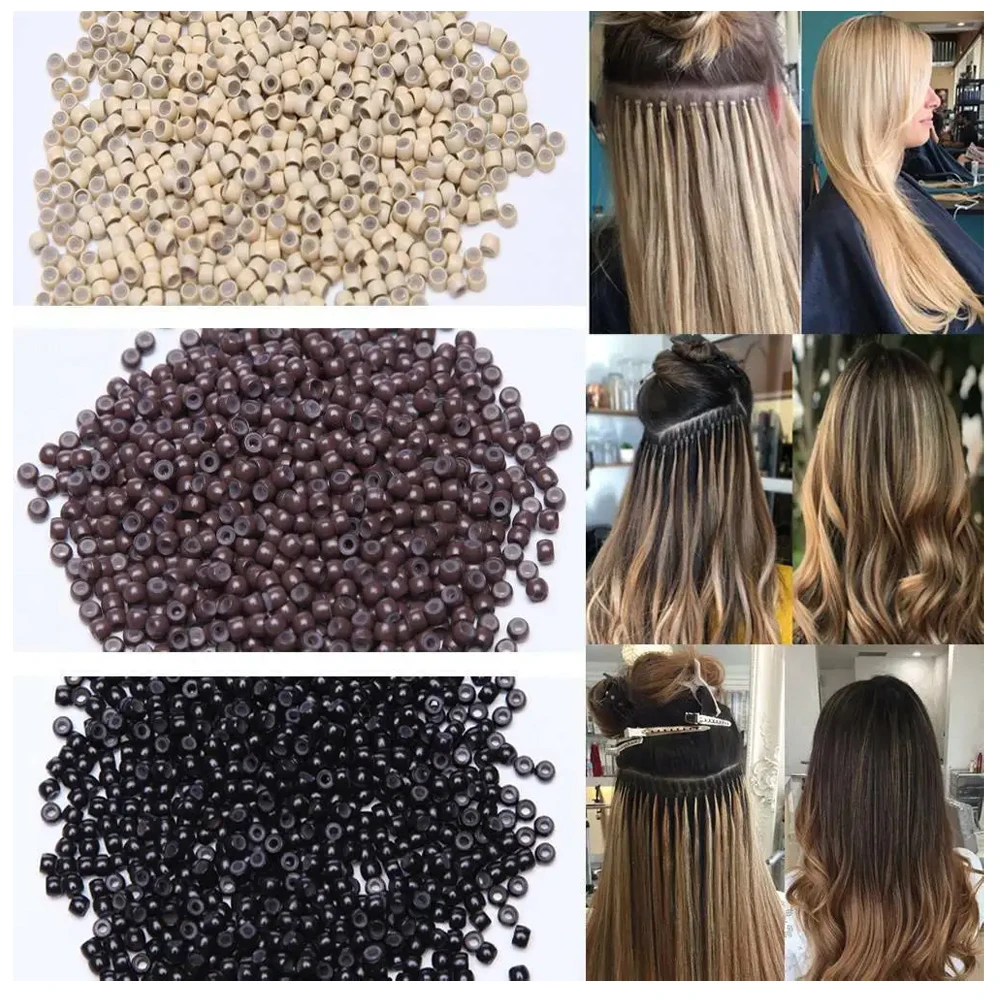 Nano Micro Ring 200units Silicone Lined Nano Rings Beads For Use With Nano Tip Remy Hair Extensions With Two Nano Ring Threader