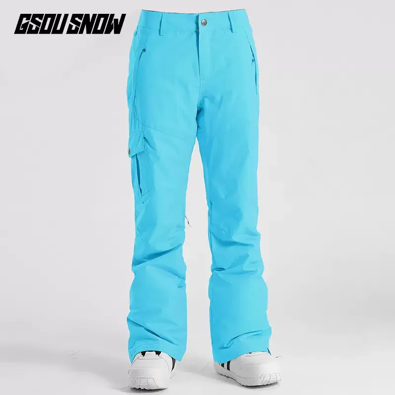 Gsou-Snow-Pantalones de esquí para mujer, doble tabla, a prueba de viento, impermeables, gruesos, cálidos, para exteriores