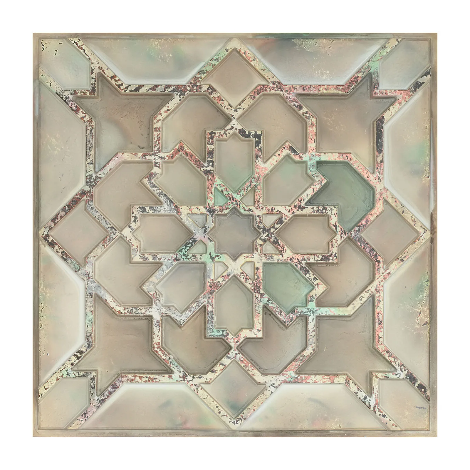 Reclaimed ceiling tiles， Interior decorative panel，for Store Entrance PL85 Distress crack multicolor white 10tiles/lot