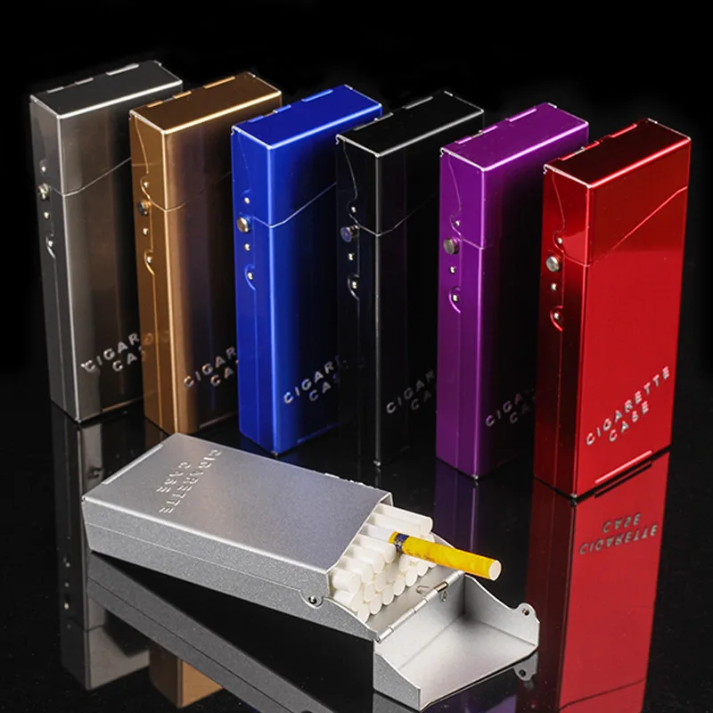 Cigarette Box 20 pieces of Aluminum Alloy Thin Cigarette Box Moisture Proof and Pressure Proof Creative Cigarette Case view 2