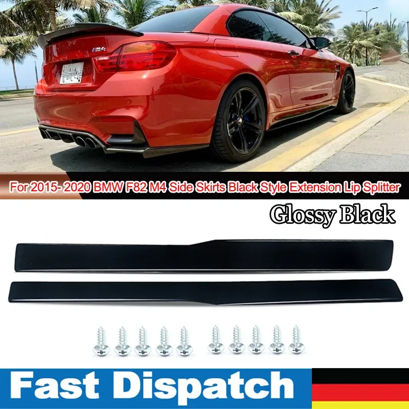 MagicKit Pair M Sport Side Skirts Gloss Black For 2015-2018 BMW F80 M3 & 2015-2020 F82 M4