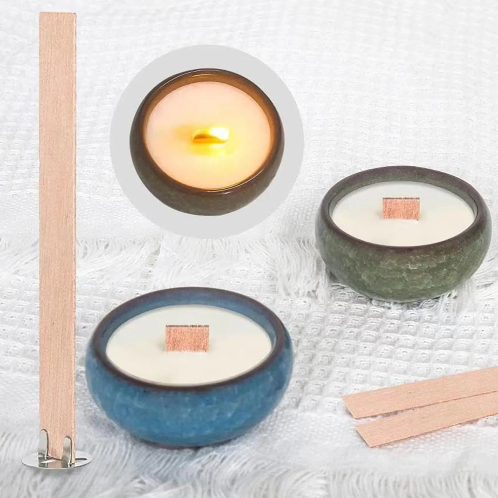 

L68A 360Pcs Thick Wooden Candle Wicks, 5.1X0.5 Inch Natural Smokeless Wood Wicks For Candle Making