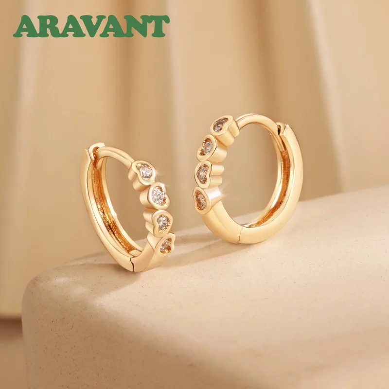 

Серебряные серьги-кольца ARAVANT 925 пробы с позолотой 18K в форме сердца для женщин и девушек, очаровательные украшения