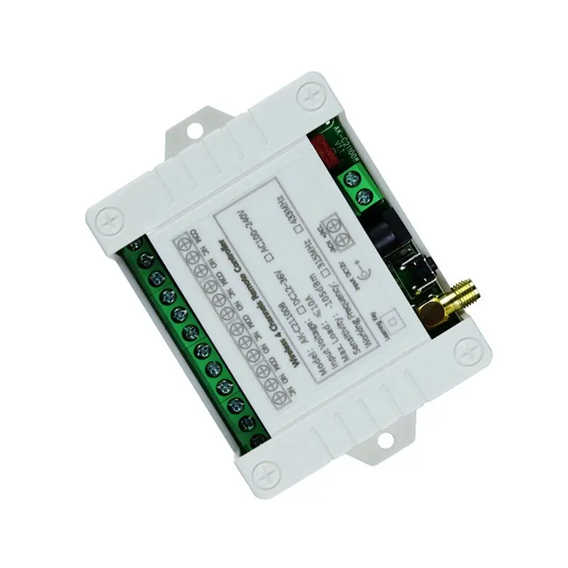 AB13-DC 12V 24V 36V 10A 433Mhz 4 Channel Wireless Relay RF Remote Control Switch Receiver+4CH Transmitter,4 Receiver 4 Remote