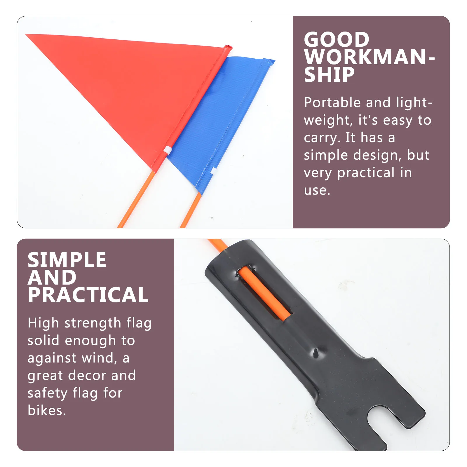 

2Sets Bicycle Safety Flag for Kids Mountain Bikes Heavy Duty Windproof Flag with Easy Install Clamp Compact Design for Cycling