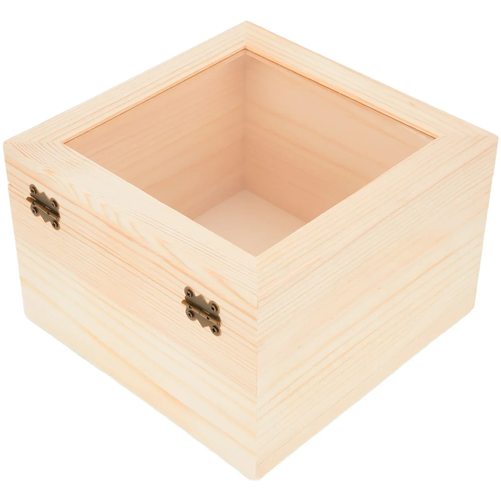 Treasure Chest Storage Box Hinged Jewelry Box Personalizing Pine Souvenir Square Wooden Box 1pcs Acrylic Container Brand New