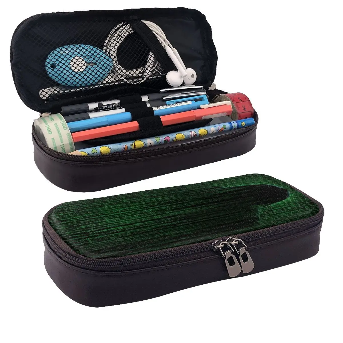 Hacker Code Binary Code Geek Science Computer Leather Pencil Cases Pencil Pouch Big Capacity Pen Box Pencil Bag for Kids School