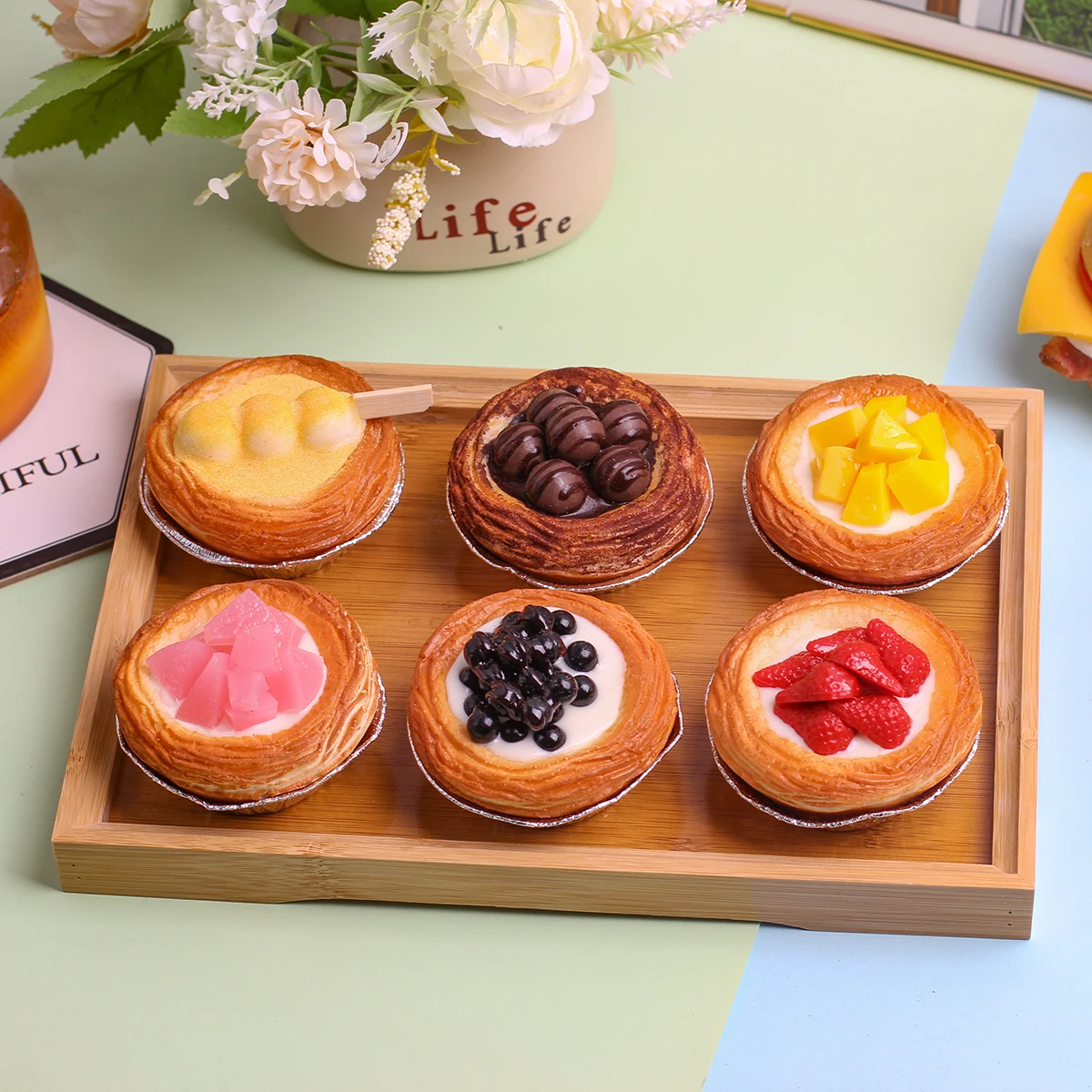 1PCArtificial Egg Tart Cake Dessert Wedding Party Decoration Cake Decoration Photography Professional Food Simulation Cake Model