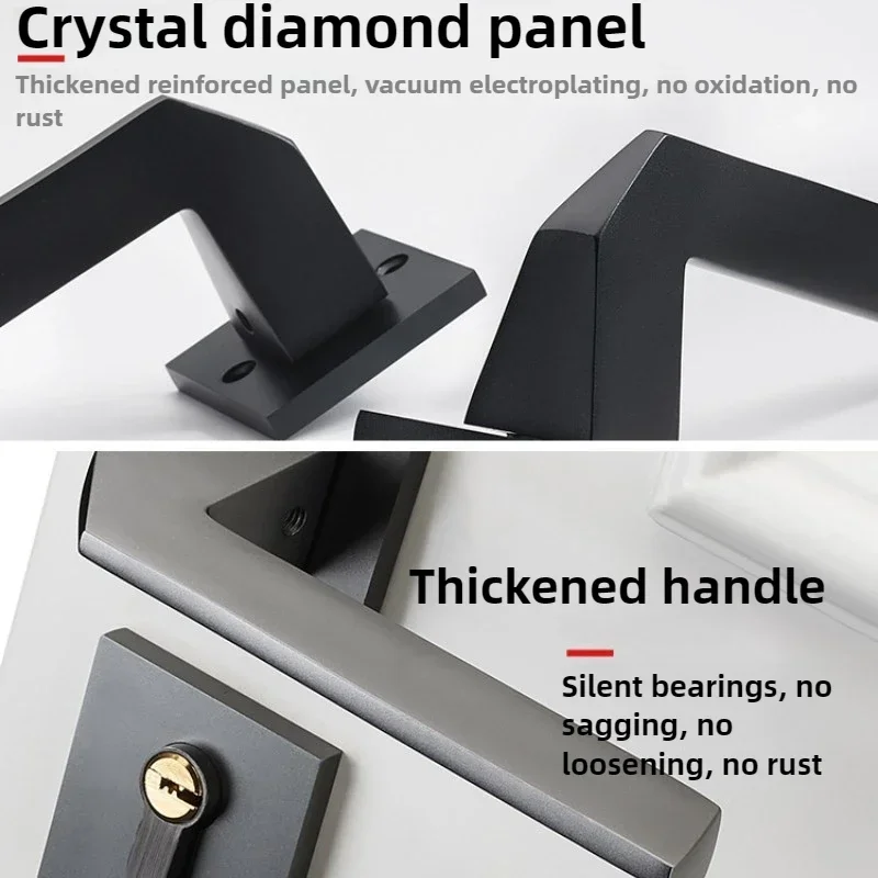 Light Luxury Simple Split Indoor Door Lock Ecology Household Universal Type Silent Handle Black Gray Space Aluminum Material