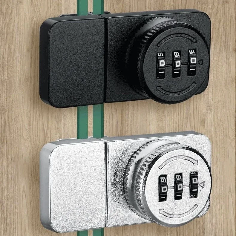 Keyless Combination Lock 3 Digital Code No punching Password Display Case Lock Buckle Locker Hardware Glass Cabinet Door Lock