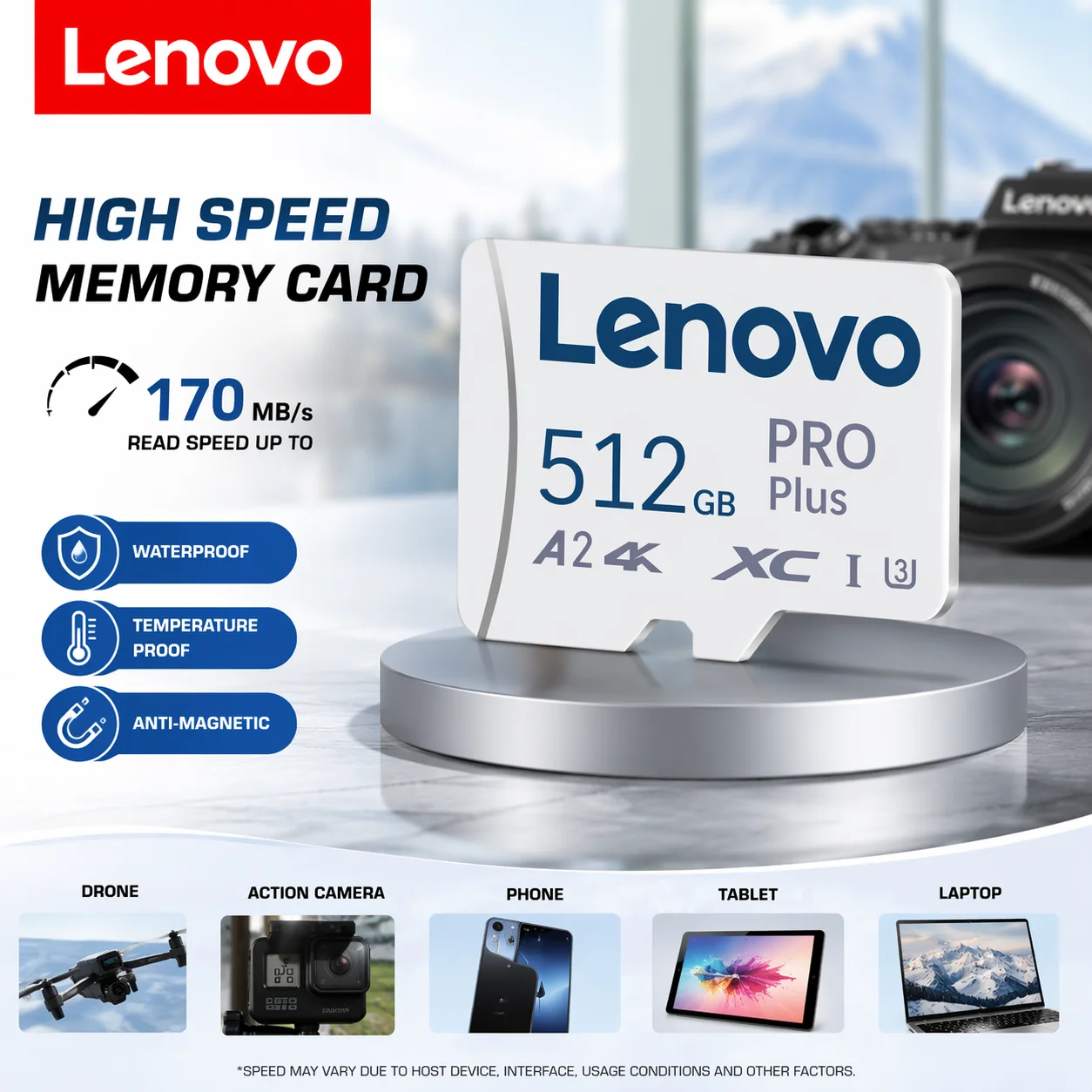 Lenovo High-Speed Micro TF SD Card Class 10 U3 for Samsung Galaxy Smartphones & Tablets 512GB/256GB/128GB/64GB Memory Card