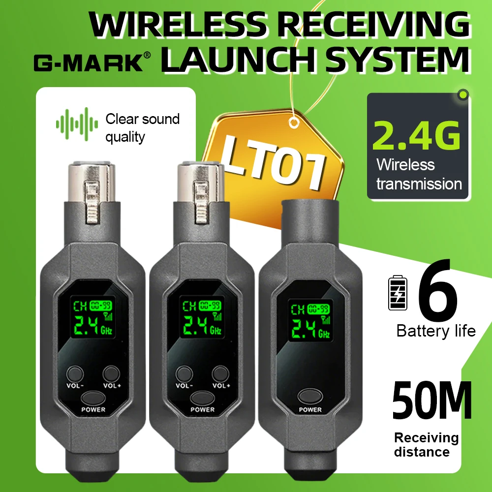 

Беспроводная микрофонная система G-MARK LT01 с XLR-адаптером, аудиопередатчиком и приемником для аудиомикшера и PA-систем