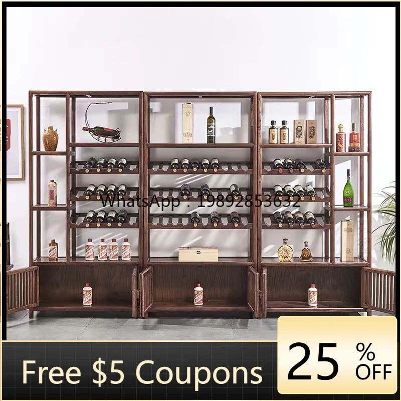 LYY New Chinese Style White Ash Wood Multi-Functional Tea Display Cabinet Tea Set Storage Rack Living Room Bookshelf