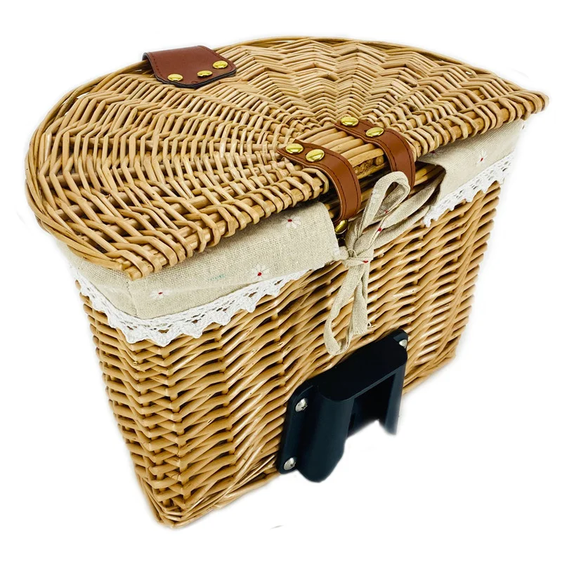 Folding Bike Wicker Basket Use For Brompton Birdy Bicycle Bags & Panniers Bike Retro Basket