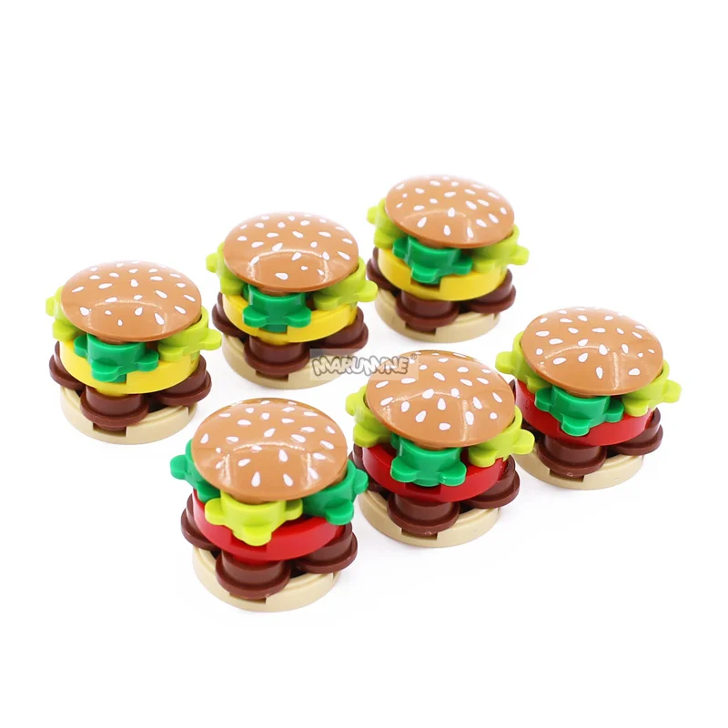 Marumine 20PCS Hamburger MOC Food Blocks Model Kit Accessories Friend Street View Building Bricks Parts Compatible with 2654