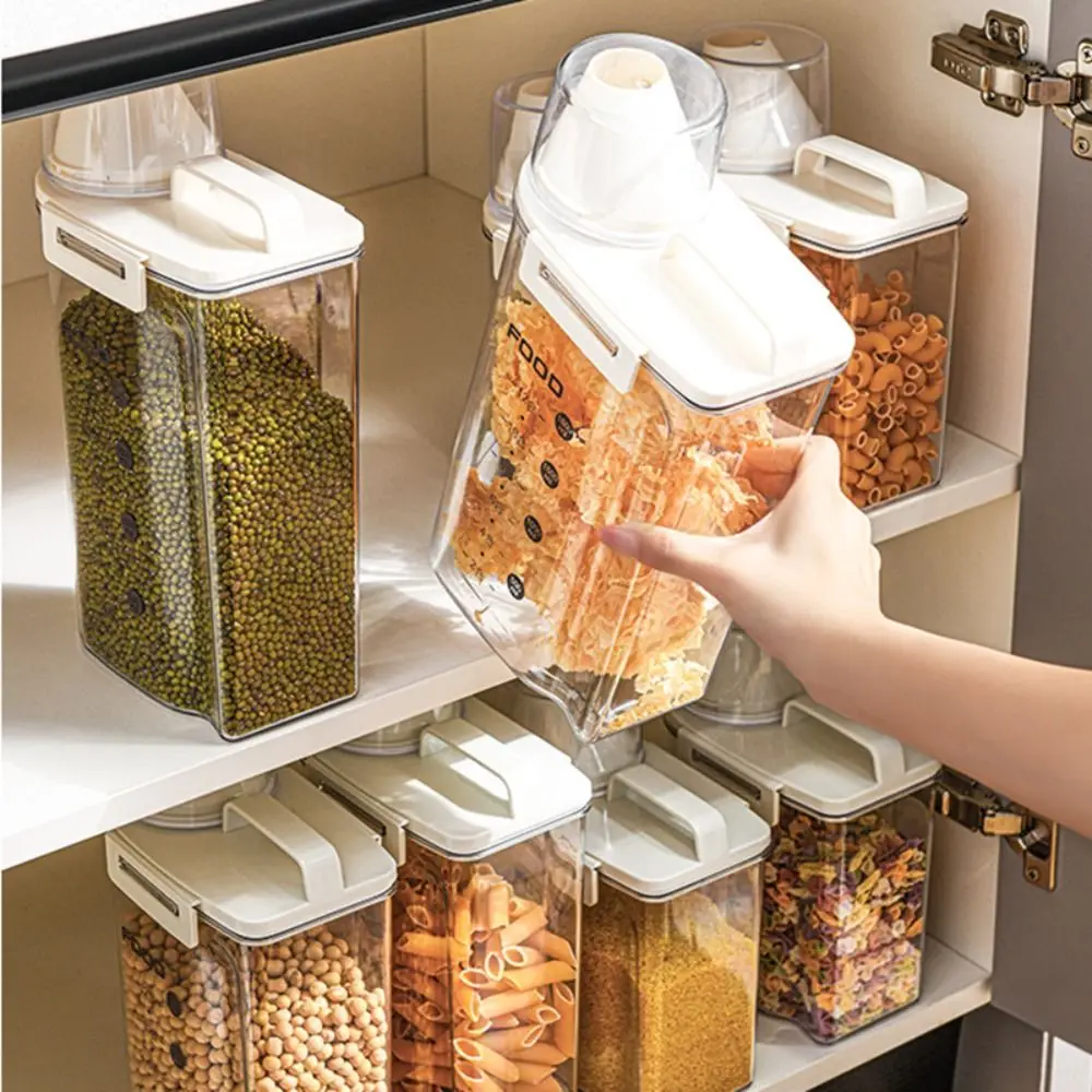 Transparent Food Grade Moisture-proof Leakproof Cereal Container Oatmeal Dispenser Cereal Container for Kitchen