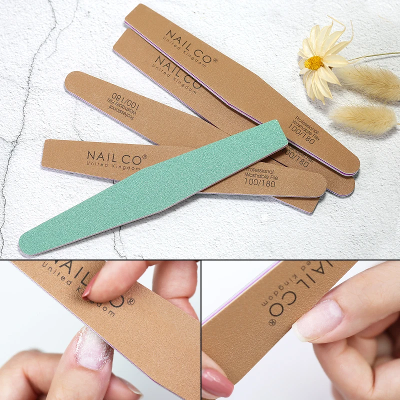 Professional Nail File 100/180 Bars Brown Green Manicure Cares Beauty Tool Nail Polish Files Block Sponge Grit Sanding Nail Art