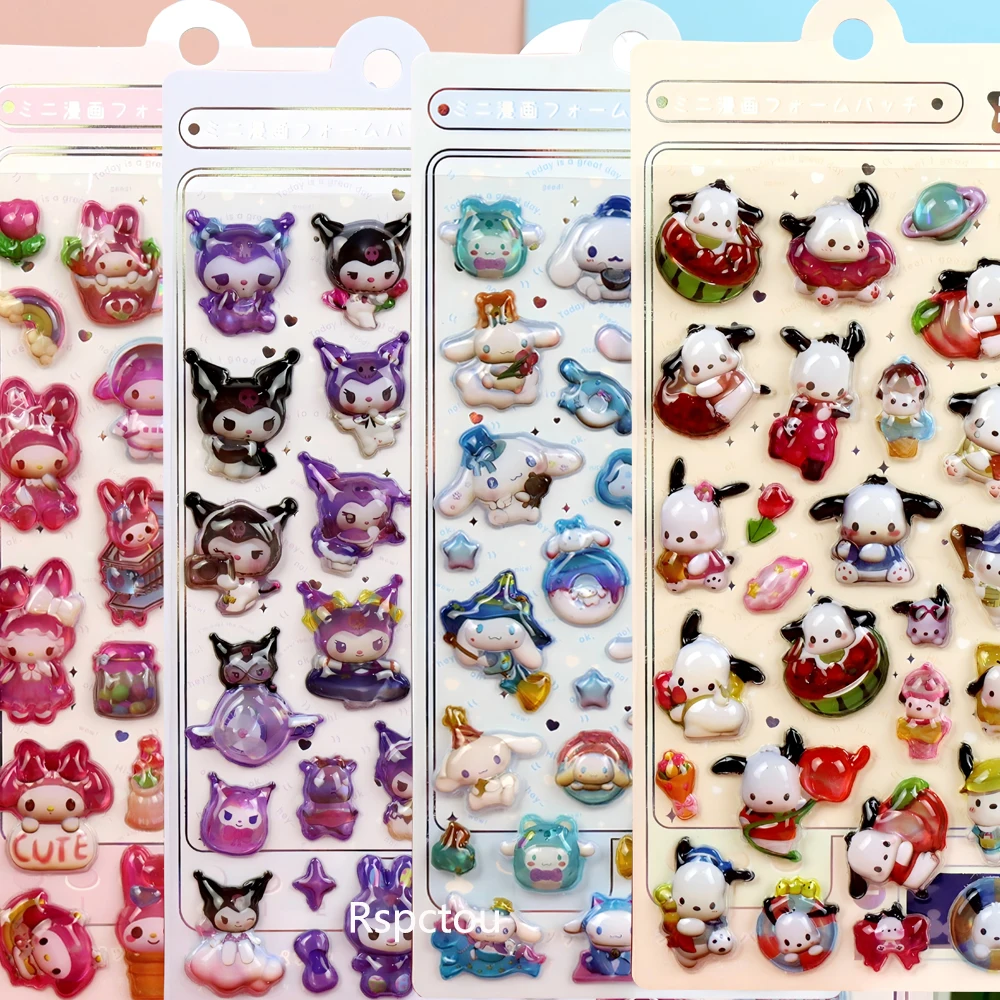 لطيف سينامورول Pochacco 3 ملصقات الإغاثة كورومي بلدي ميلودي الكرتون فقاعة الديكور الشارات Kawaii هدايا الحفلات ملصق #1