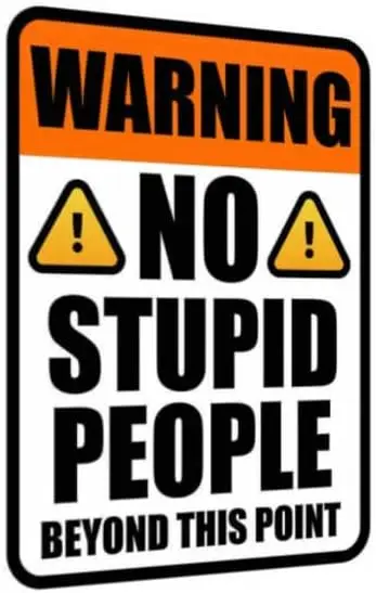 

Vintage Metal Tin Sign Funny Sarcastic Party Wall Art Decor Signs No Stupid People Beyond This Point Retro for Garage, Man Cave,