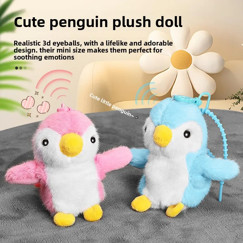 Children's Simulation Cartoon Electric Penguin Doll, Plush Schoolbag Pendant