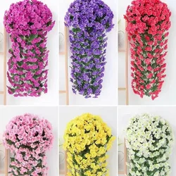 Artificial Violet Hanging Flowers Wall Decor Silk Flower Outdoor Garden Wedding Arch Decoration Home Party Wreath Fake Flowers