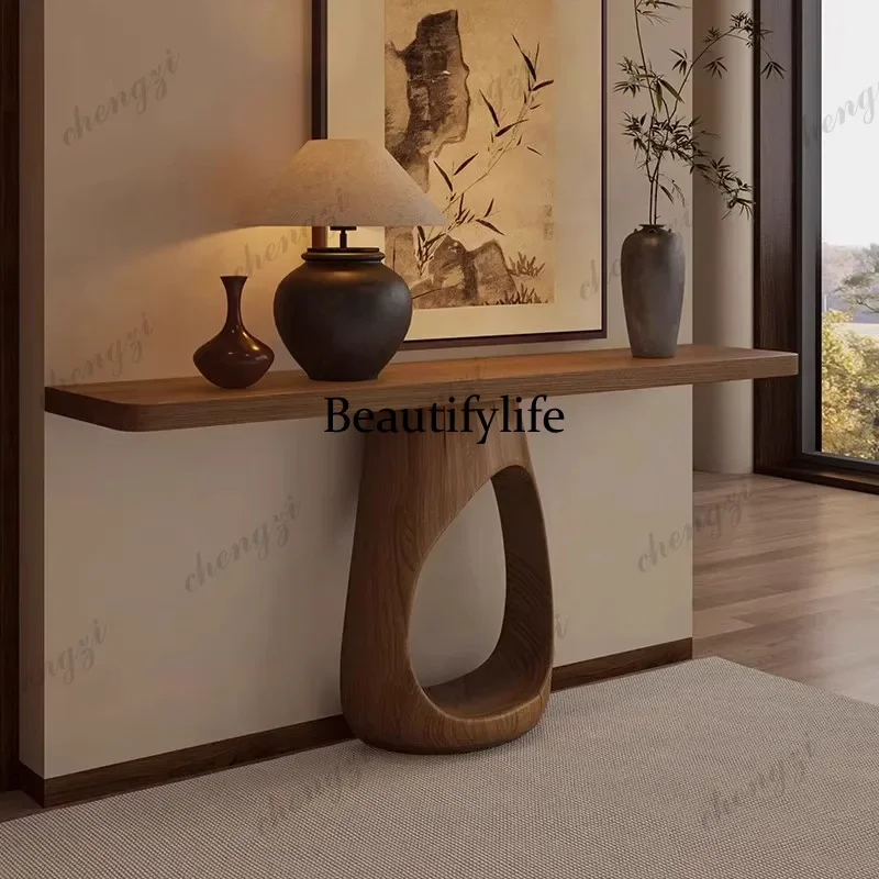 Wabi Sandy Wind Solid Wood Entrance Table Designer Entrance Platform New Chinese Style End View Table Art Side Table Ornament