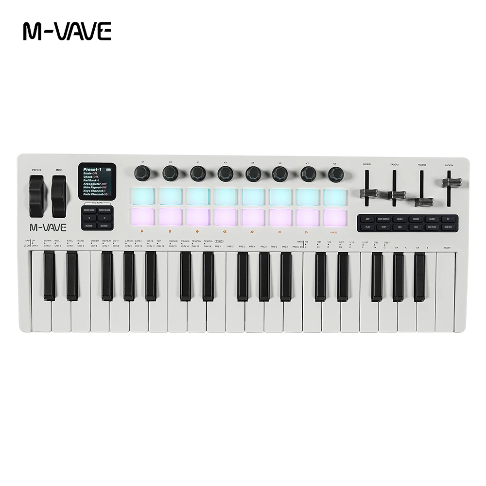 M-vave SMK-37 PRO 37-Key Portable MIDI Keyboard 16 RGB Pads 4