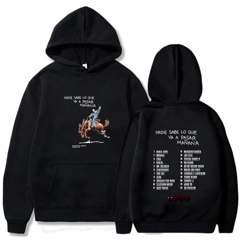 Bad Bunny New Album Nadie Sabe Lo Que Va Pasar Manana Men Hoodies Harajuku Aesthetic Graphic Sweatshirt Pullovers Unisex Clothes