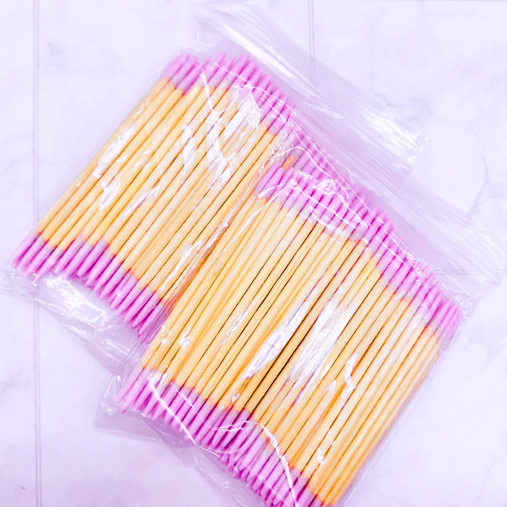 1/3/10bags Disposable Wood Cotton Swab Double Head Clean Stick Ultra-Detail Cleaning Eyelash Extension Glue Nail Polish Remover