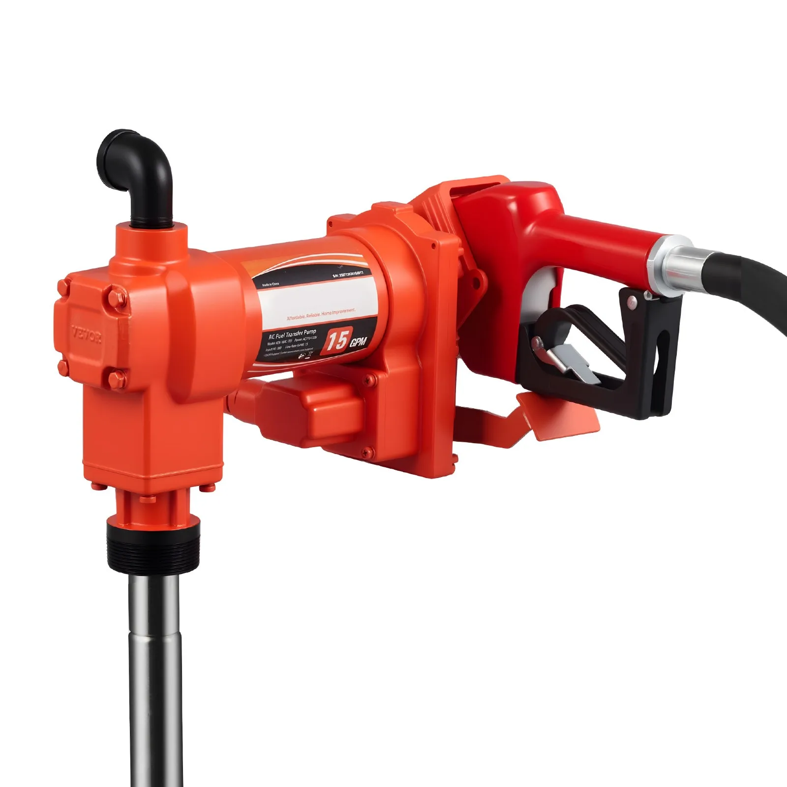 110V Electric Fuel Transfer Pump, 15 GPM Flow Rate with Fuel Nozzle