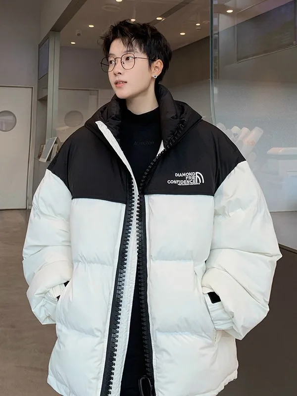 Korean Style Hooded Quilted Cotton Jacket Short Puffer Bread Coat Thick Warm Winter Outerwear for Men And Women