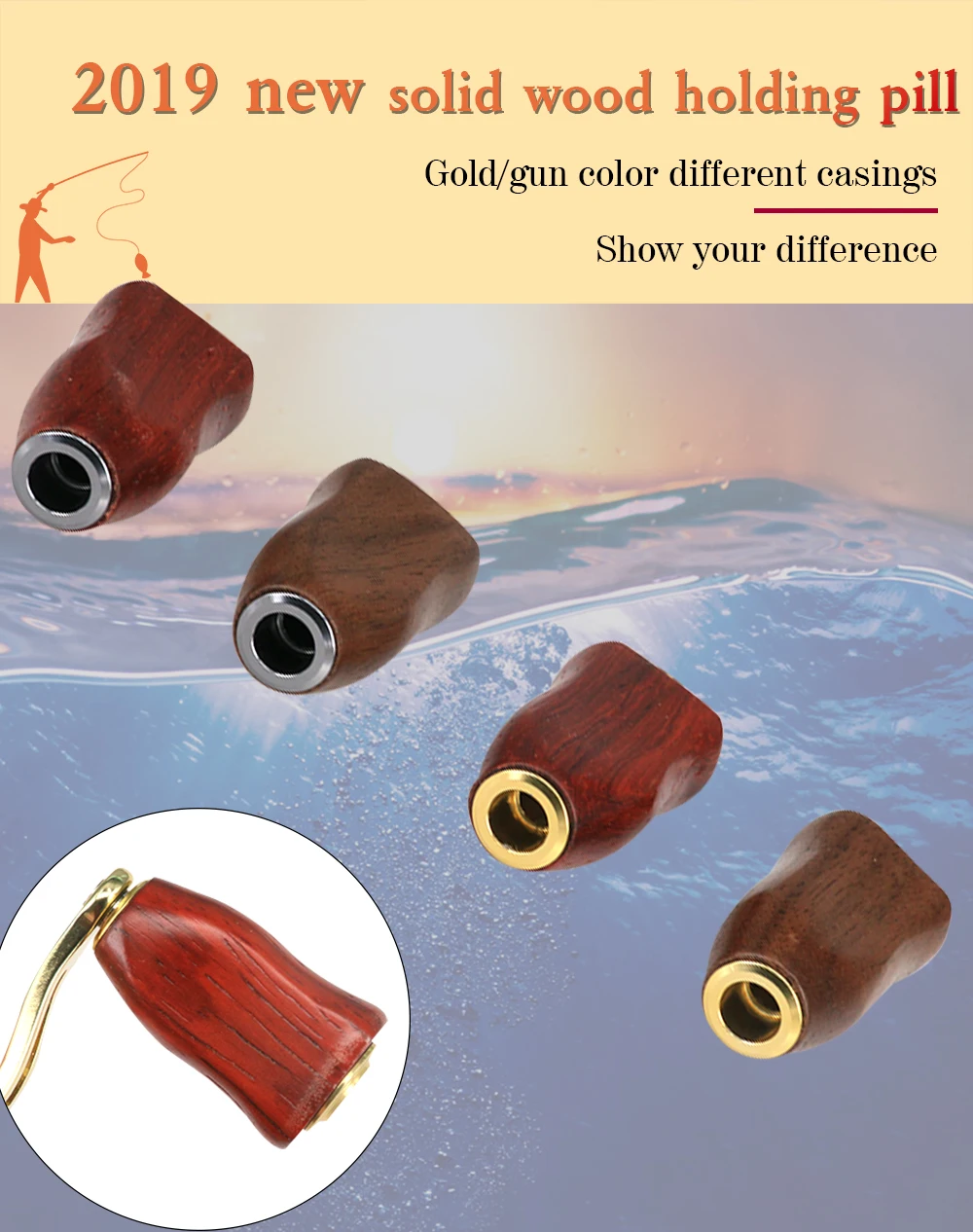DEUKIO Massivholz-Angelrollen-Griffknopf S/D Kompatibel für Spinn- und Baitcasting-Rollen DIY Köderrollen-Ersatzzubehör – Detail 1