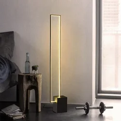 Modern Rectangle Led Floor Light Sofaside Minimalism Floor Lamp Painted Black Indoor Lighting Foot Switch Led Lighting Lamp