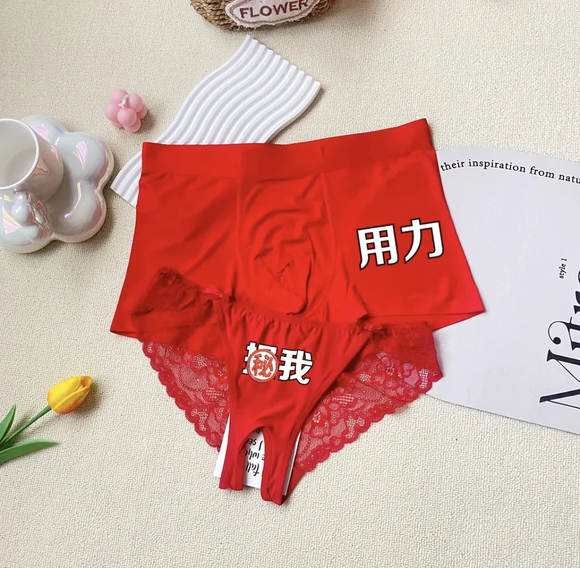 New Heart Printed Couple Underwear Sexy Women Men Low Waist Briefs Breathable Boxer Panties Boyfriend Girlfriend Lingerie