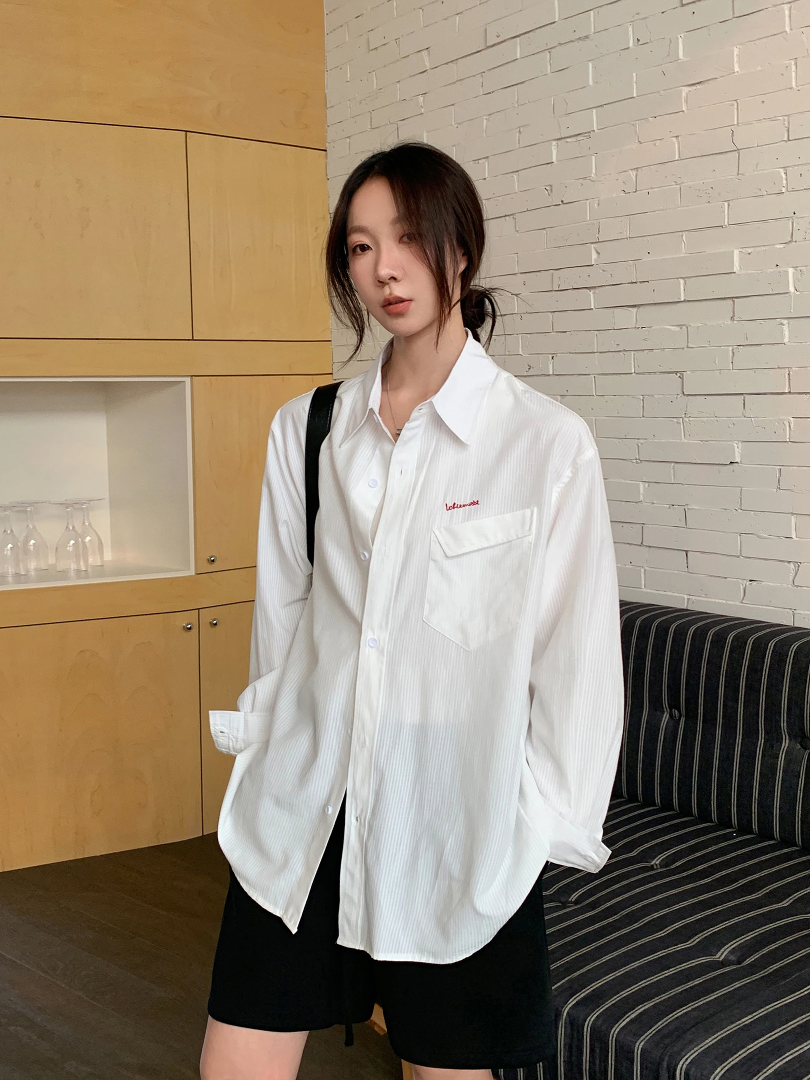 

VS What Spring Summer Mint: Женская тонкая верхняя одежда с физической защитой от солнца, повседневная, свободного кроя, с длинными рукавами, в полоску