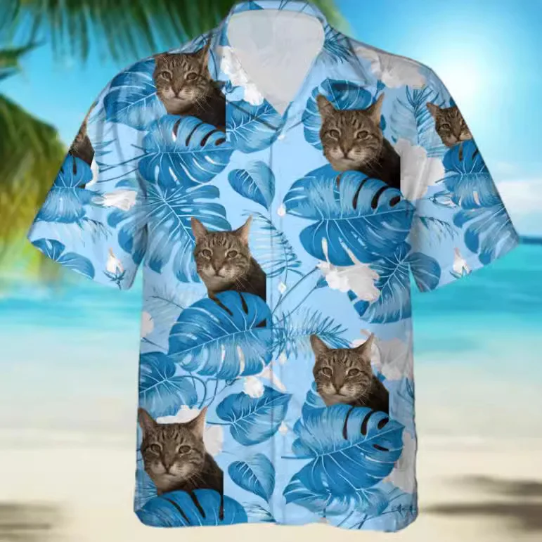 

Летняя рубашка с короткими рукавами 2024, повседневный топ с воротником на пуговицах, свободная рубашка с цифровым принтом, модная мужская одежда для отпуска