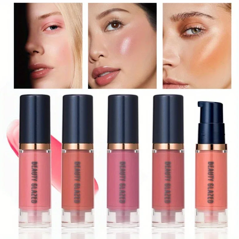 BEAUTY GLAZED 5 Colors Liquid Blush Gel Cream Blush Liquid Blush For Cheeks Lightweight Waterproof Long-lasting Lip Gloss, Blush