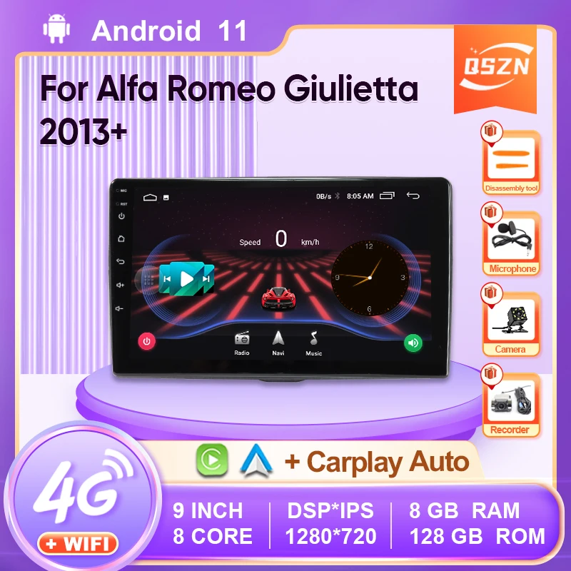 QSZN Android 11 Car Radio For Alfa Romeo Giulietta 2013+ Multimedia Video Player Navigaion GPS 2 din 4G DVD 8+128G Head Unit