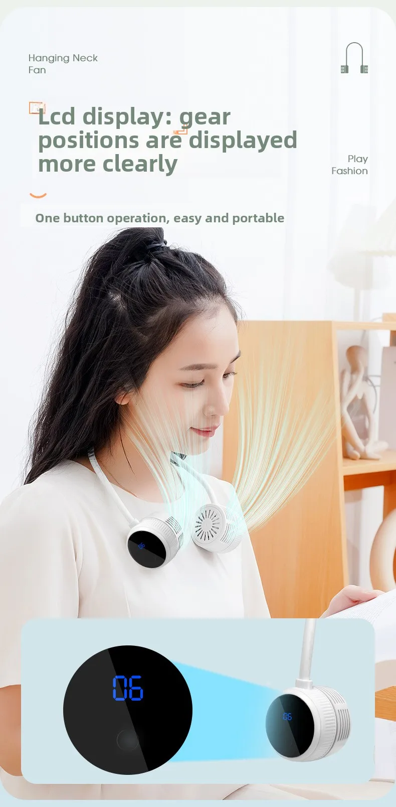 New Hanging Neck Fan Portable Cooling Fan Air Cooler Usb Leafless Bladeless Neckband Mini Rechargeable Electric Fans
