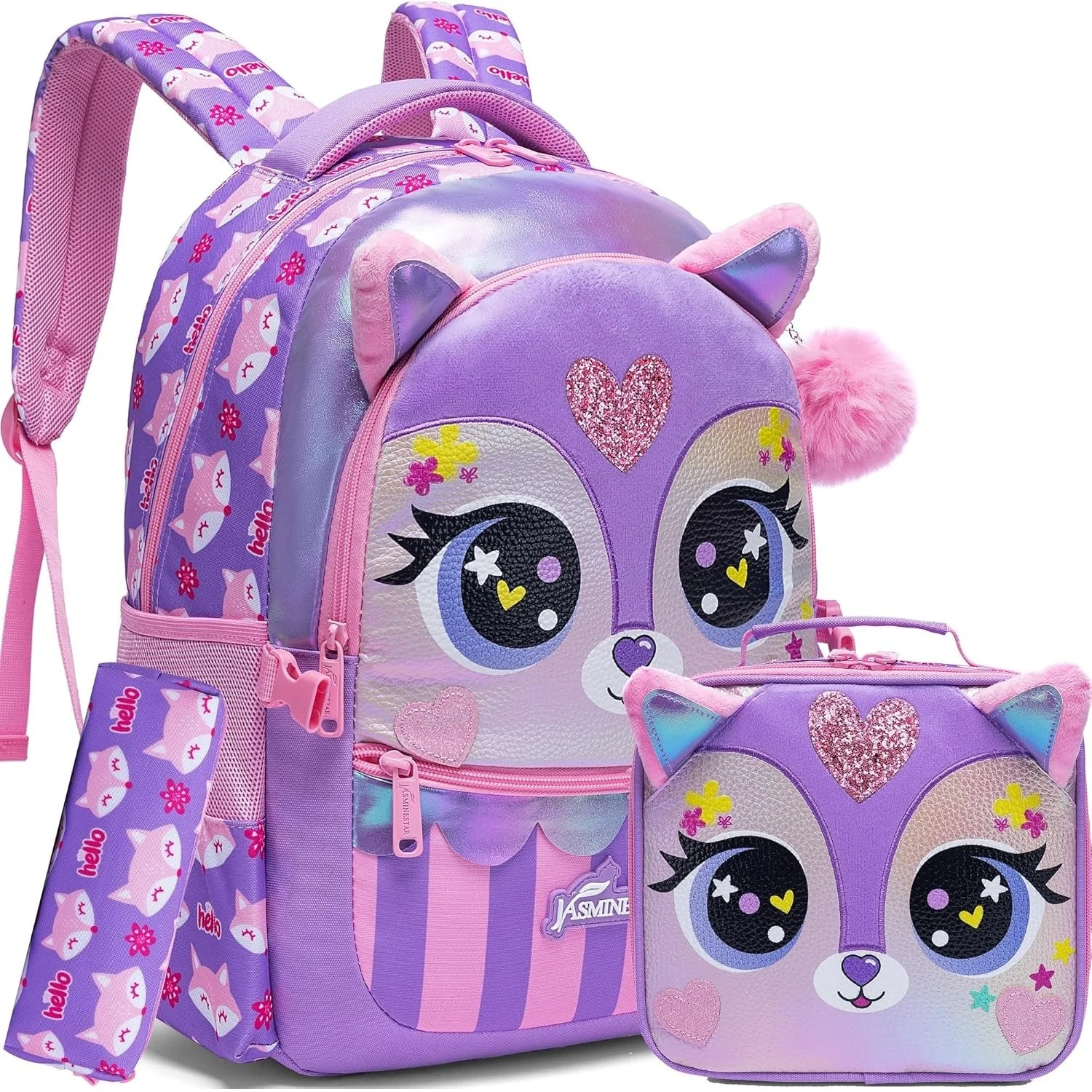 

Cute Backpack Set for Girls Lightweight Daypack with Lunch Tote Multi-compartment Organization for School Kids Durable Bookbag