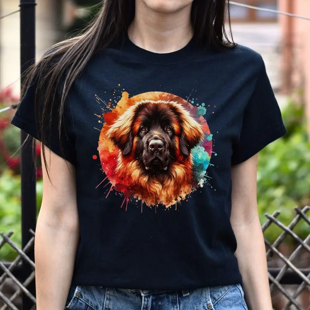 Artistic Leonberger Color Splash Unisex T-shirt Black Navy Dark Heather High Quality 100%Cotton Short Sleeve