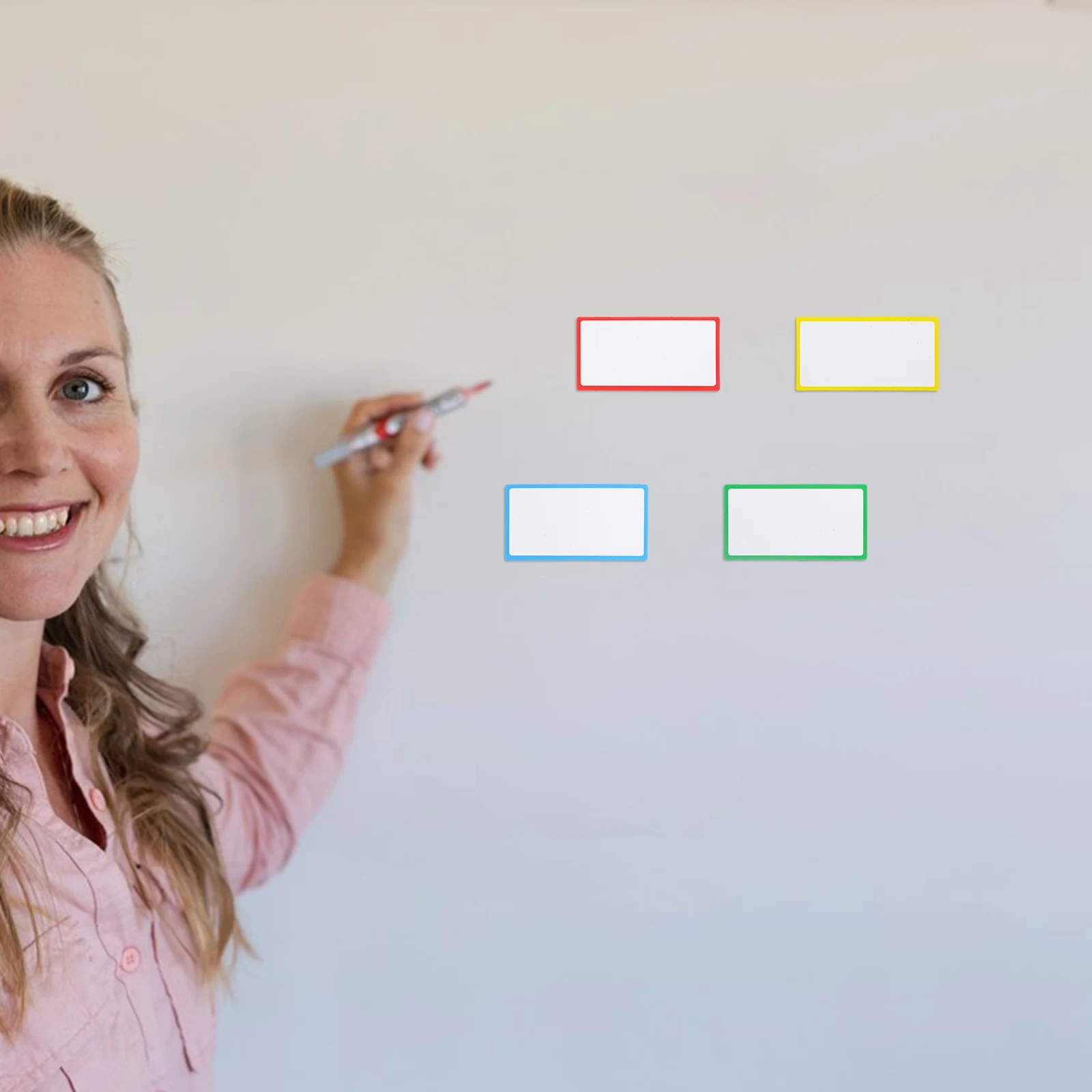 8pcs Dry Erase Magnetic Labels Reusable Blank Name Tags for Classroom Fridge Food Marking Whiteboard Household Tags Folder