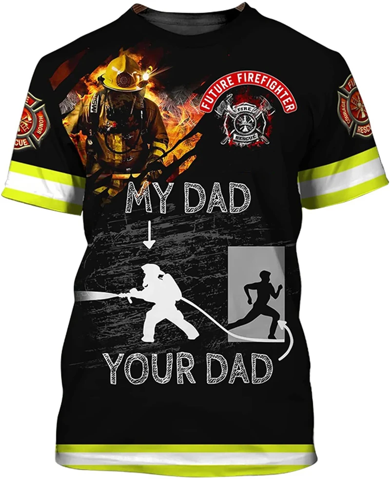 New 3D Printed Firefighting T Shirt Men/Women Casual Streetwear Summer Fashion O-neck Tee Shirt Boys Clothes Oversized Tops Tees