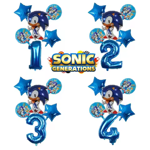 Cartoon Sonic Cartoon Balloon Digital Combo Set Boy Sonic Hedgehog Game Action Puppet Party Aluminum Film Balloon Baby Bath Toys