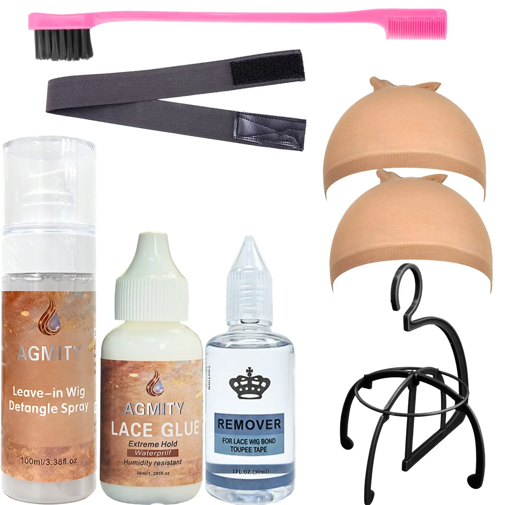 

8-piece wig styling adhesive wax stick set, waterproof lace wig adhesive, hair removal agent, wig care solution, wig holder