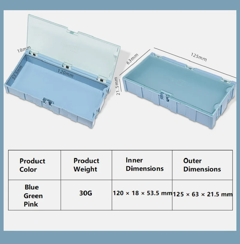 125X63X21.5MM SMT SMD Electronic Component Storage Box Resistor Capacitor IC Chip Screw Parts Organizer Case