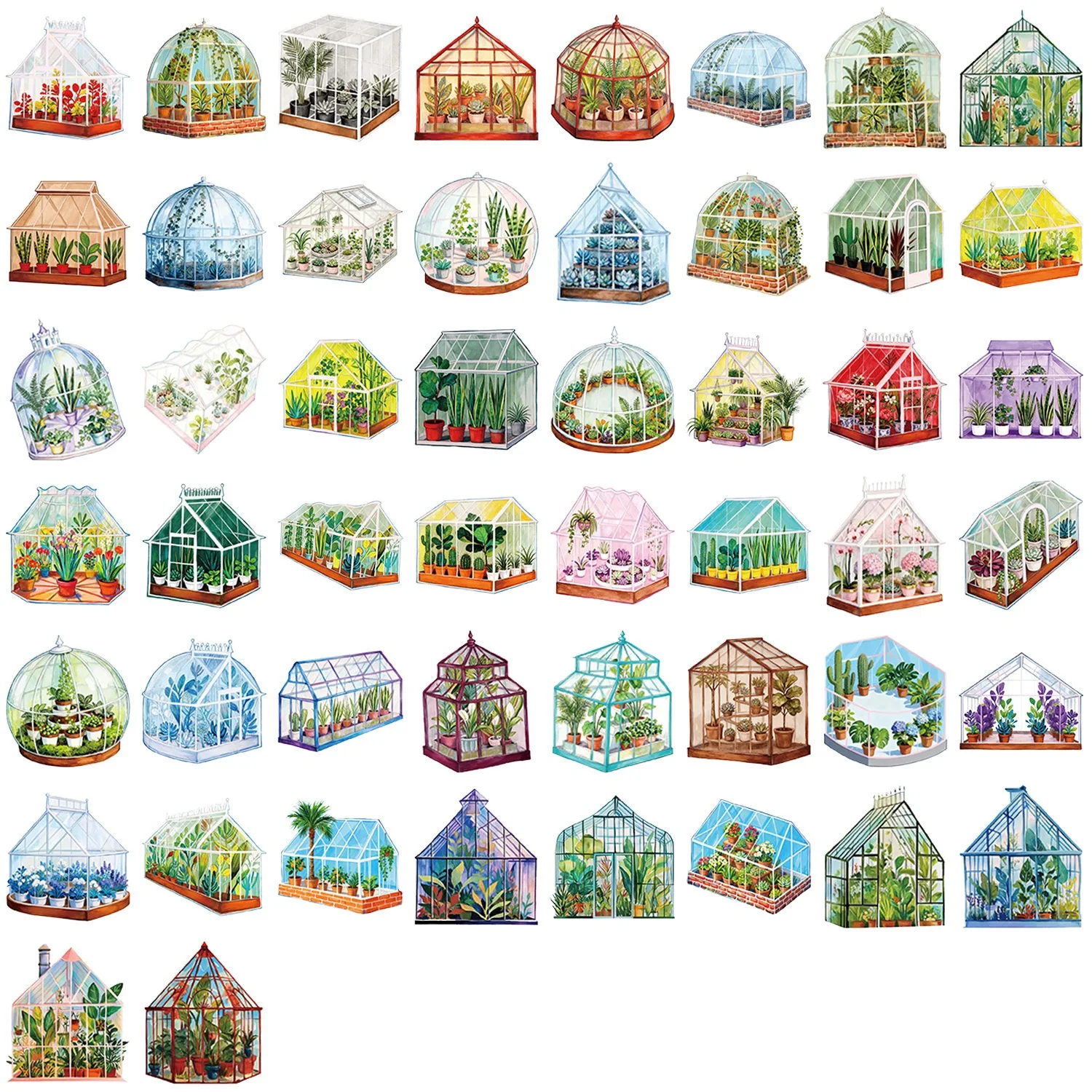 10/50 Stück Garten-Thema Gewächshaus Transparente PET-Blumenaufkleber DIY-Dekoration Schüler-Schreibwaren Gepäck Handy Niedliche Aufkleber