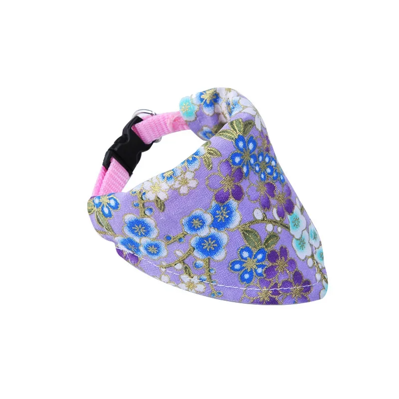 Adjustable Small Dog Cat Collar Scarf 6 Colors Print Puppy Kitten Bandana Neckerchief Pet Accessories For Dogs Cats Kedi Scarves